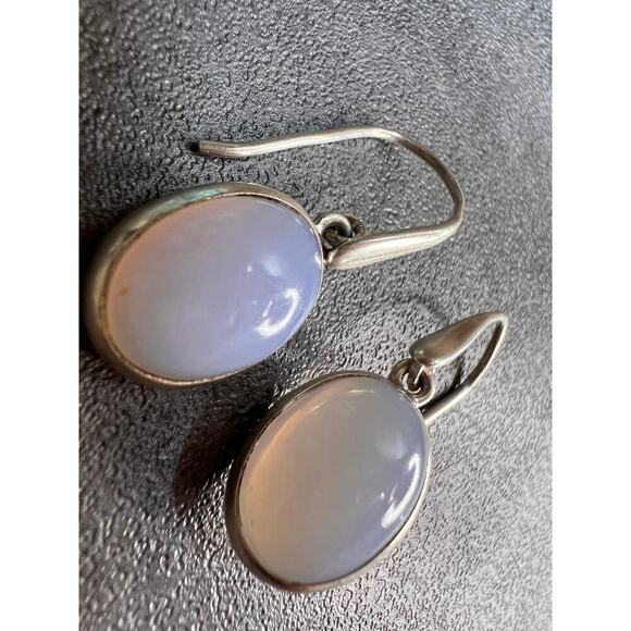 NEW Blue chalcedony sterling silver drop earrings 4.85 grams - Picture 2 of 9